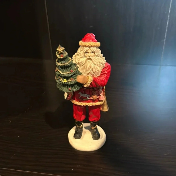 Santa Figurine Old World Resin Carlton 1992 holding drum, bell and tree - Picture 1 of 6